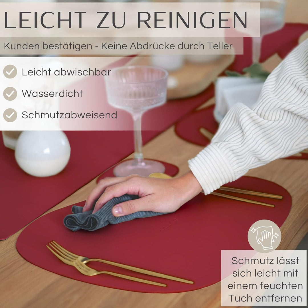 Mahewa® 6er Set Premium Tischset aus Leder-Imitat - Kunstleder Platzset abwaschbar und wasserdicht -