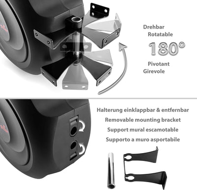 Poppstar Druckluftschlauchtrommel (20m+2m, Durchmesser 3/8" (9,5x15mm)) Schnellkupplung 1/4" BSPT, S