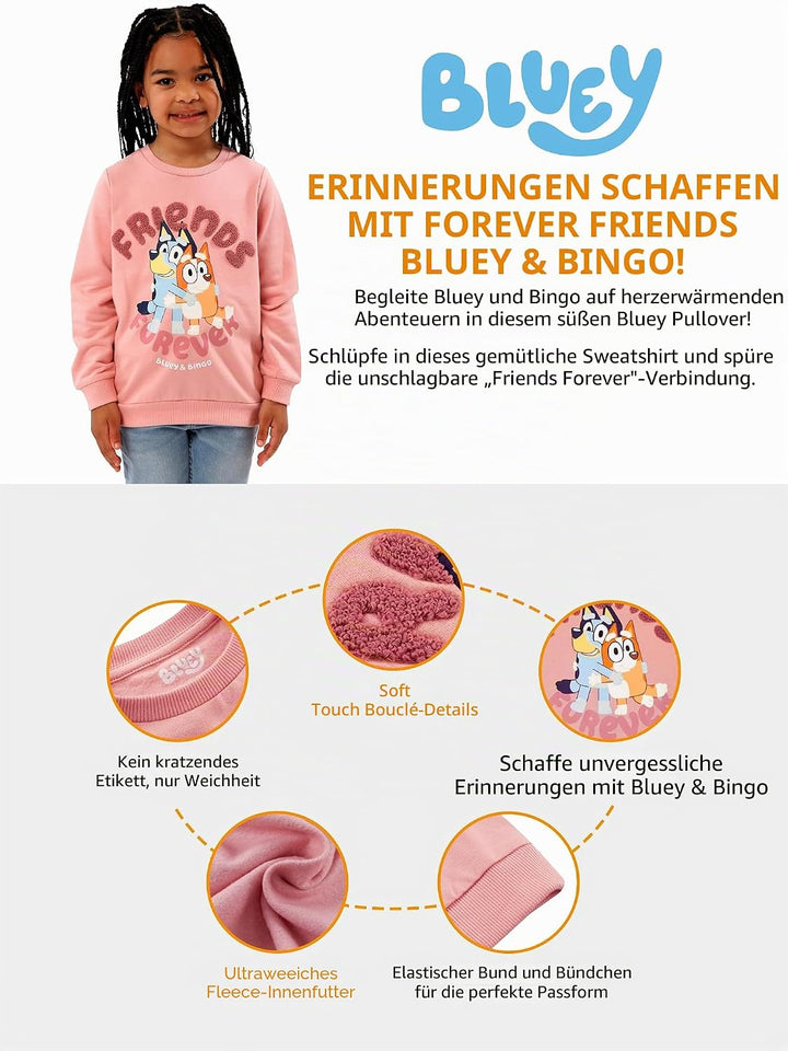 BlueY Sweater | Mädchen Pullover | Bingo Sweatshirt Kinder 92 Rosa, 92 Rosa