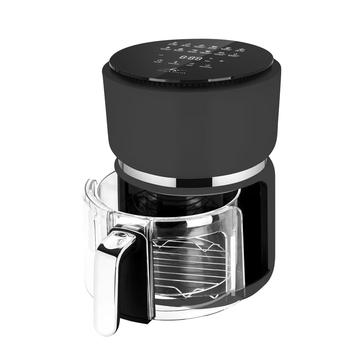 Kelen and Willian Heissluftfritteuse Airfryer aus Borosilikat-Glas 3L - BPA, PFAS & PTFE frei (schwa