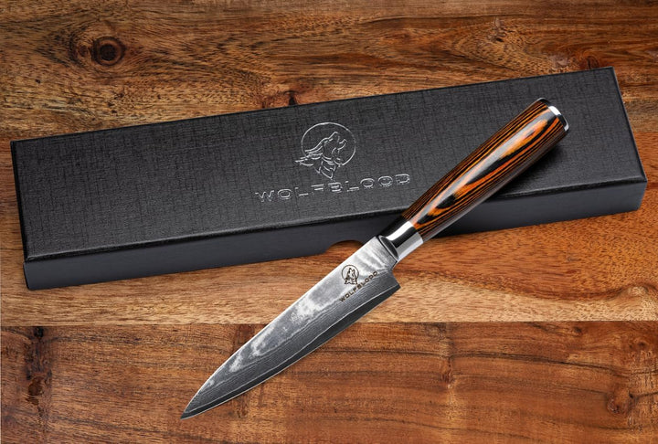 Wolfblood Damastmesser Küchenmesser L(24cm) Profi-Kochmesser aus 67 Lagen Damaststahl und VG10 Allzw