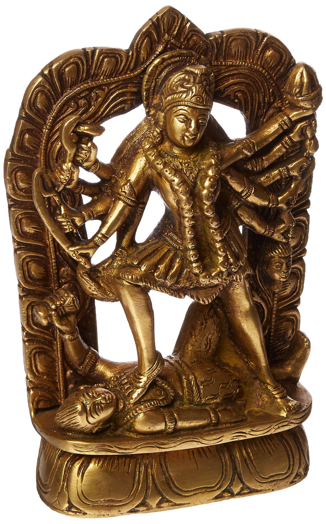 GangesIndia Ma Kali Statue Göttin Kali Messing Figur 2384 (17,1 cm H x 11,4 cm W x 3,8 cm D) Gold