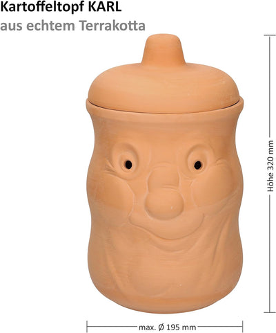 MamboCat Kartoffeltopf Terracotta Kartoffel-Behälter für ca 1500g Kartoffeln I Lustige Kartoffel-Auf