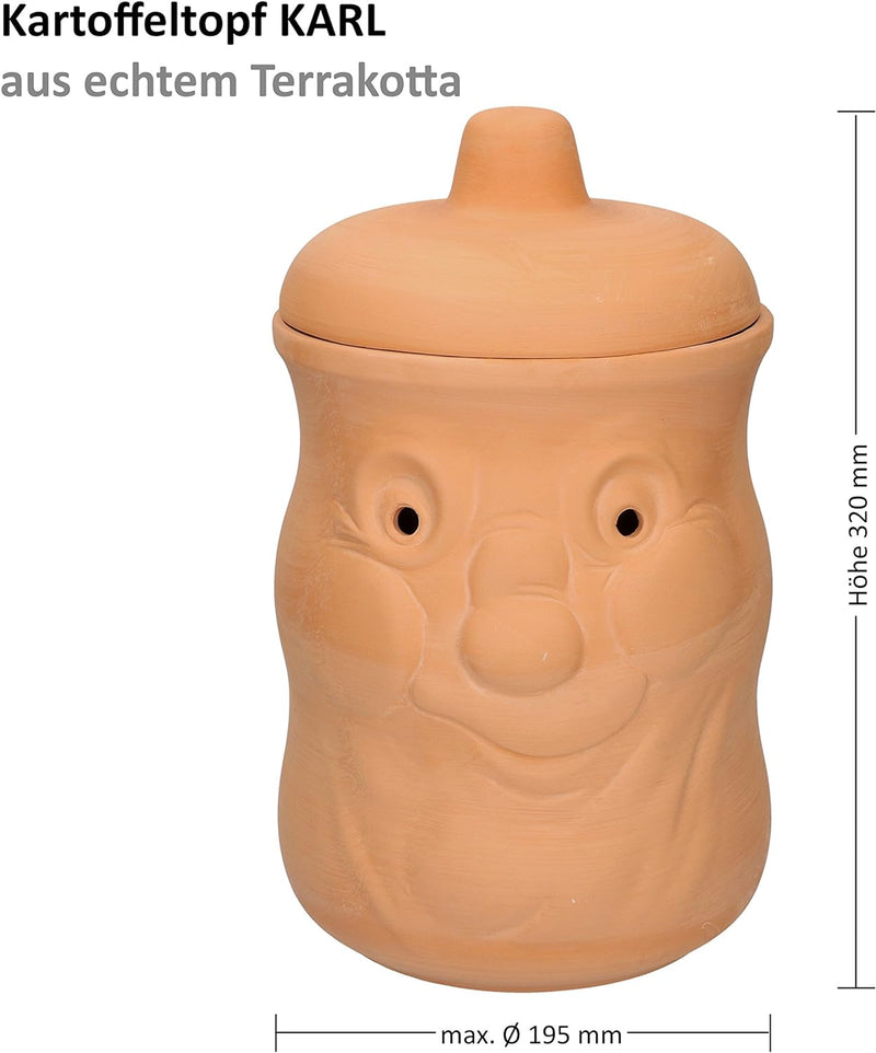 MamboCat Kartoffeltopf Terracotta Kartoffel-Behälter für ca 1500g Kartoffeln I Lustige Kartoffel-Auf