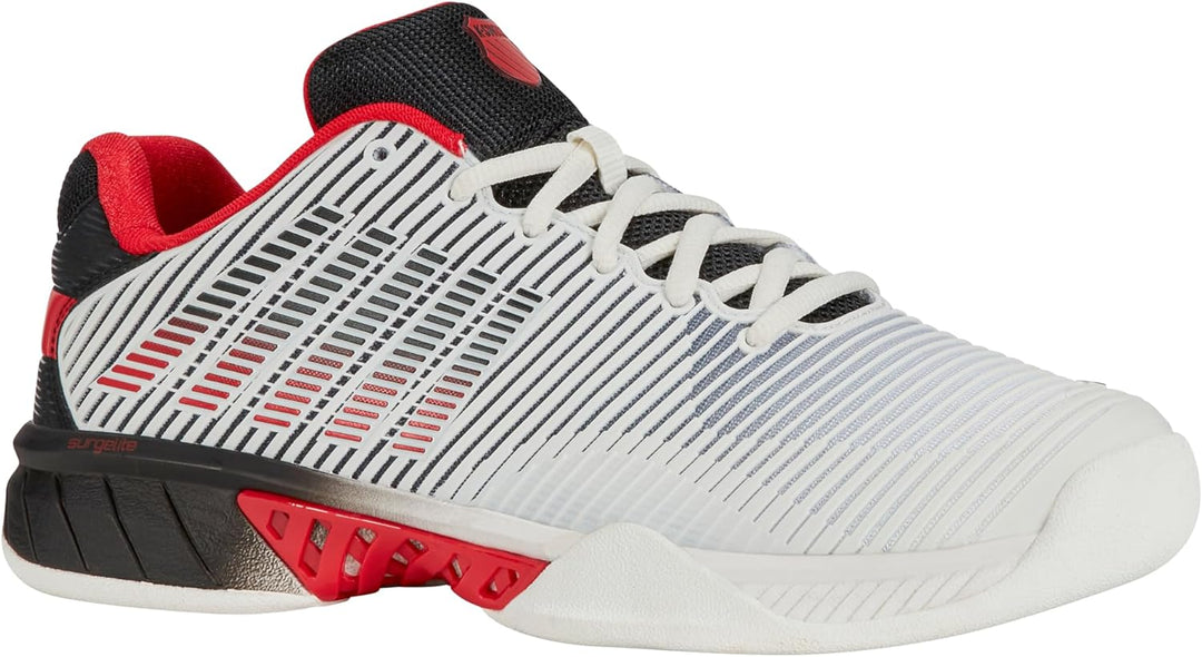 K-Swiss Herren Hypercourt Express 2 Carpet Tennis Shoe, Bright White Stretch Limo High Risk Red