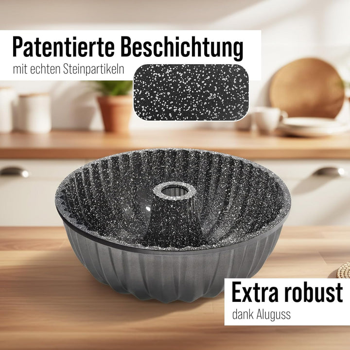 STONELINE® Gugelhupf Backform, 24,5 cm, Aluguss, Antihaftbeschichtung mit echten Steinpartikeln, Kuc