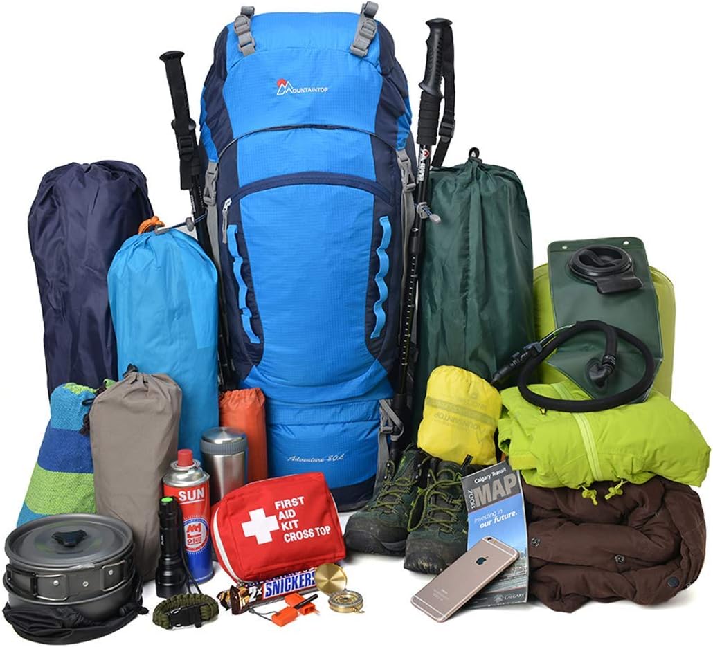 MOUNTAINTOP Trekkingrucksack 80L Wanderrucksack Herren Damen Reiserucksack Grosser Rucksack mit Rege