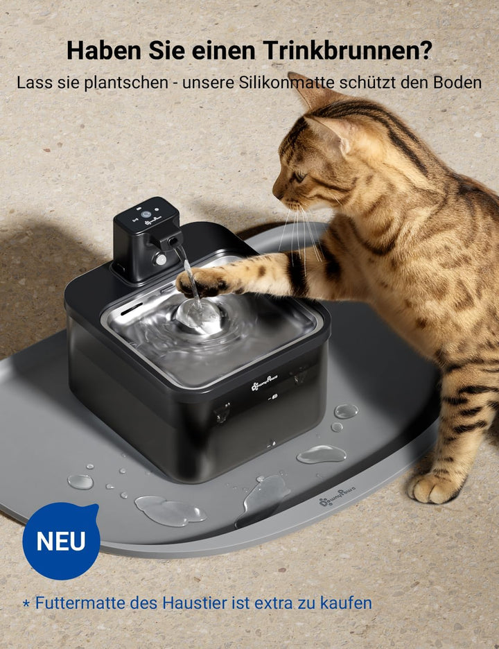 DownyPaws 2.5L Trinkbrunnen für Katze Kabellos, Katzenbrunnen Kabellos mit Bewegungsmelder, Batterie