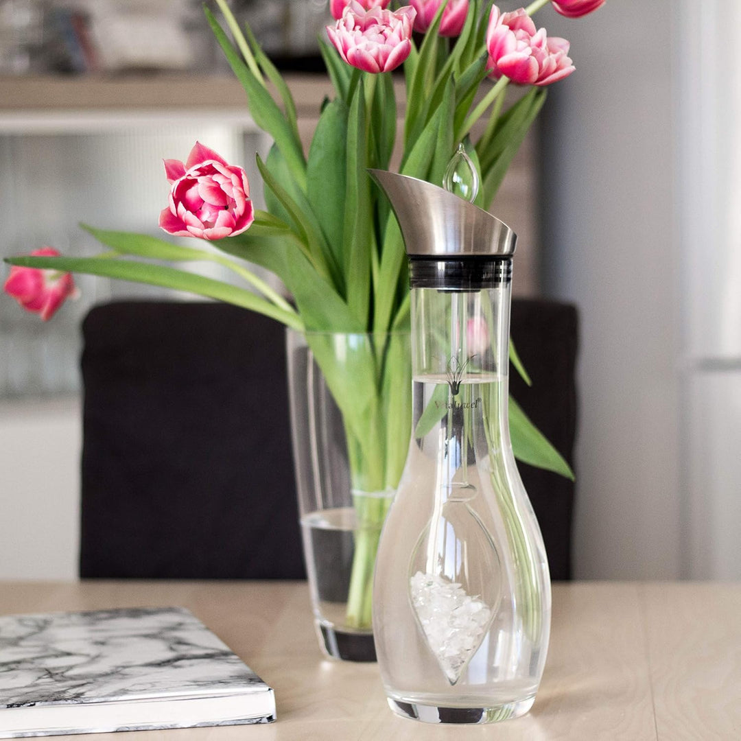 Vitajuwel Luna Edelsteinwasserset für Zuhause Luna (Karaffe Era & Phiole) mit Mondstein & Bergkrista