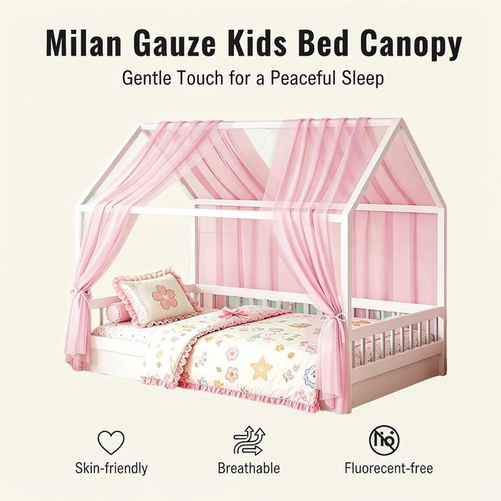 MeYuxg Hausbett Himmel Set, 2 Stück Betthimmel Hausbett für Hausbett Deko, 150x350CM Bio-Baumwolle H