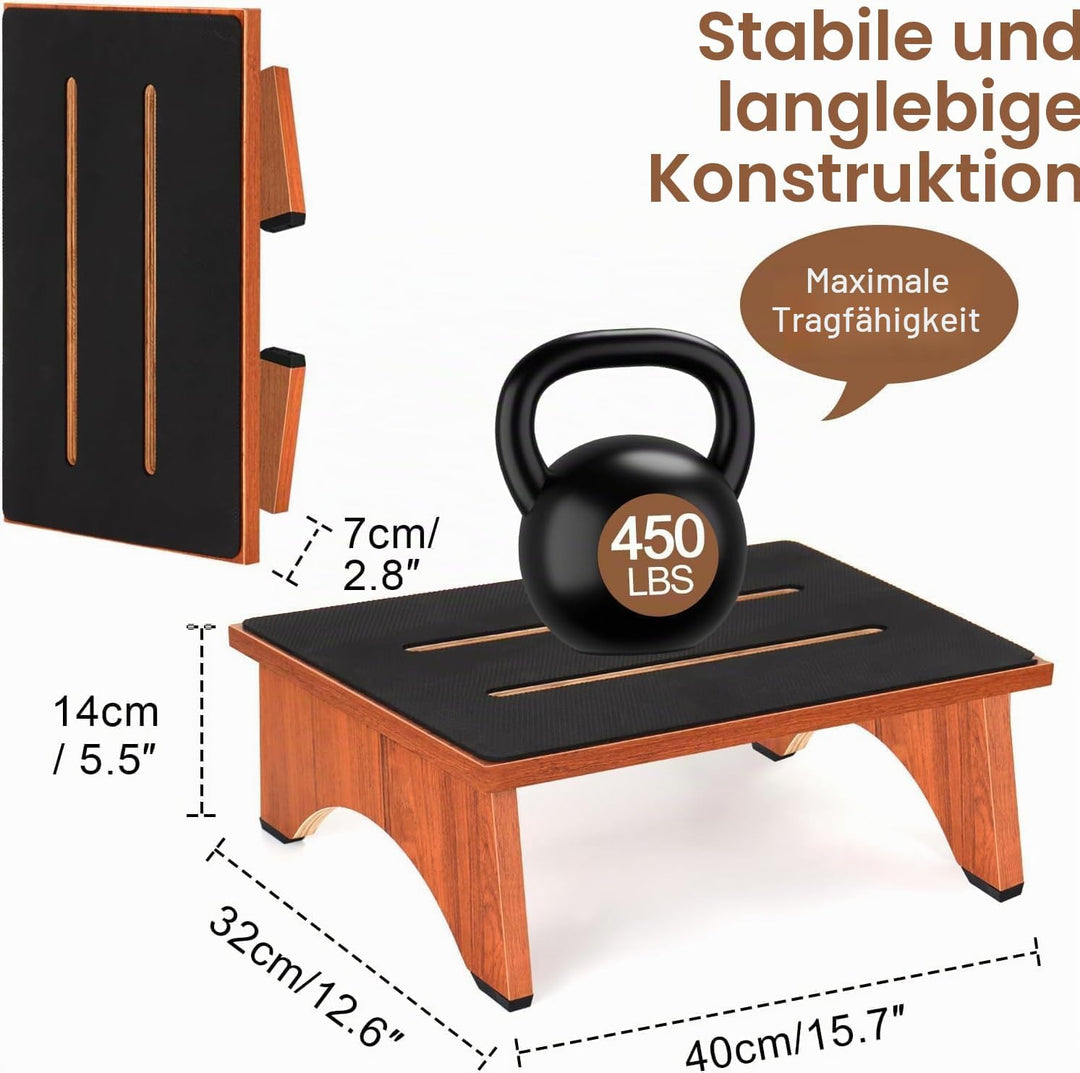 Klappbarer Tritthocker aus HolzTritthocker für Erwachsene und Senioren mit Rutschfester Gummiauflage