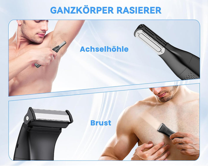 2-in-1 Elektrischer Körperrasierer Herren, MAXGROOM IPX6 Wasserdicht Trocken und Nass Intimrasierer