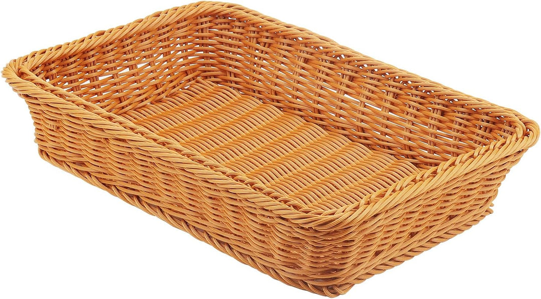 2 Stück Brotkorb Geflochten Rechteckig, 35x25x7,5cm Poly Weidenkorb Brotkorb Geflochten Weide, Resta