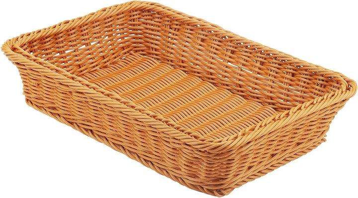2 Stück Brotkorb Geflochten Rechteckig, 35x25x7,5cm Poly Weidenkorb Brotkorb Geflochten Weide, Resta