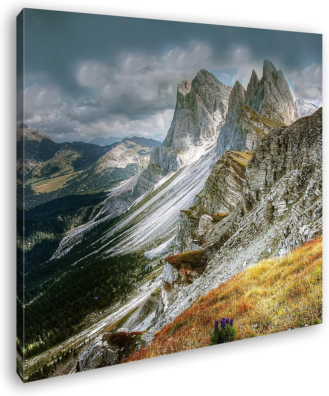 deyoli Dolomiten Format: 70x70 als Leinwandbild, Motiv fertig gerahmt auf Echtholzrahmen, Hochwertig