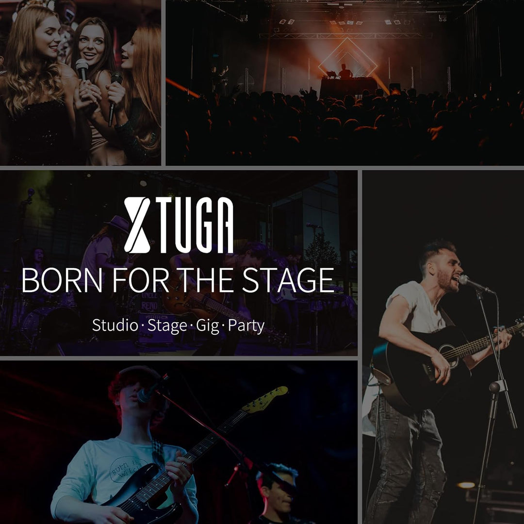 XTUGA Kabellose in-Ear-Rückgabesysteme mit Kopfhörertyp für Bühne und Gitarre, 4 Empfänger mit 2 Kan