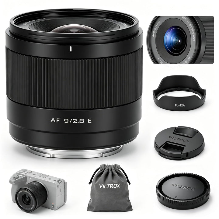 VILTROX 9mm F2.8 E Air AF 9mm F2.8 E Mount Objektiv für Sony E,Autofokus APS-C Ultraweitwinkel Prime