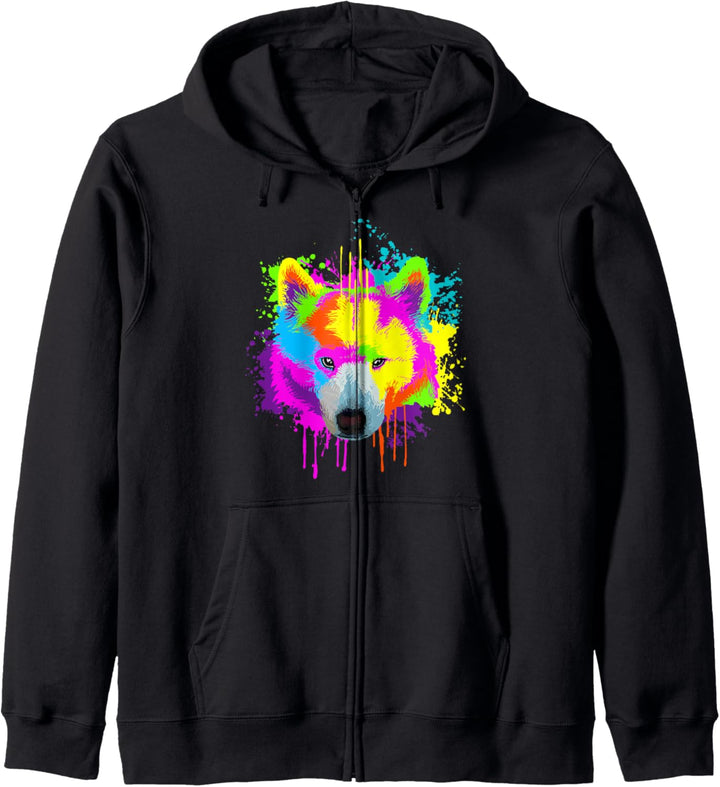 Splash Art Samojede Hundehalter Geschenkidee Hunde Kapuzenjacke