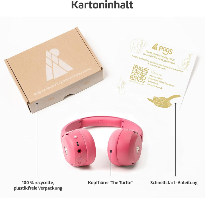 POGS Drahtloser Bluetooth Over-Ear Noise Cancelling-Kopfhörer | The Turtle | Faltbarer robuster Kopf