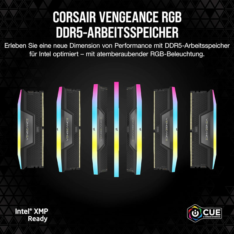 Corsair VENGEANCE RGB DDR5 RAM 32GB (2x16GB) 6600MHz CL38 Intel XMP iCUE Kompatibel Computer Speiche