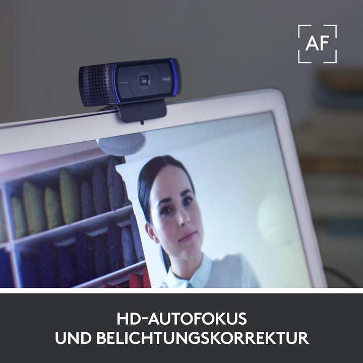 Logitech C920s HD PRO Webcam, Full-HD 1080p, 78° Blickfeld, Autofokus, Belichtungskorrektur, USB-Ans