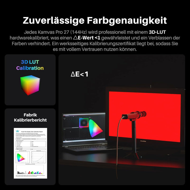 HUION KAMVAS Pro 27 (144Hz) Grafiktablett Display, 27 Zoll 4K UHD 144Hz, Mit Farbkalibrator, PenTech