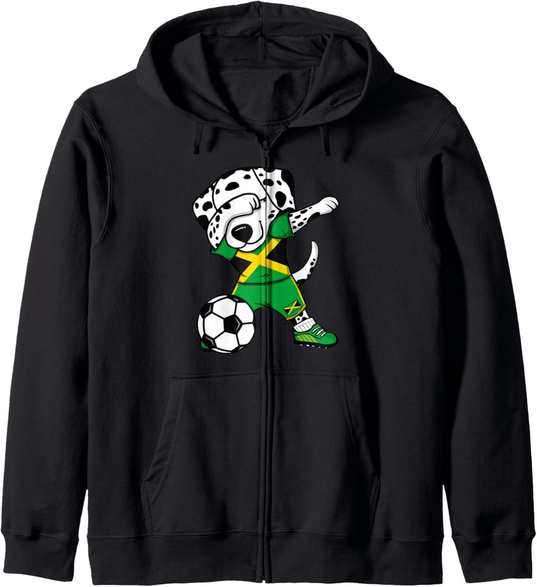 Dabbing Dalmatiner Jamaika Fussball Jamaikanische Flagge Kapuzenjacke