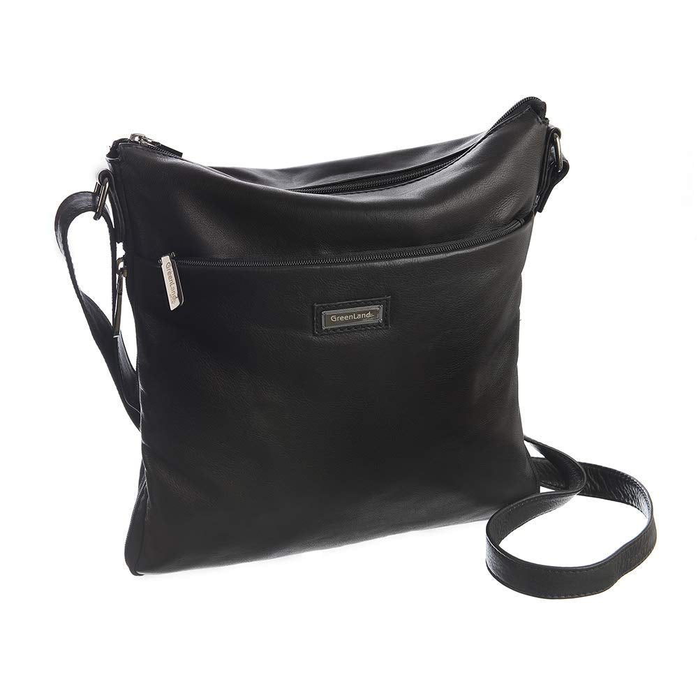 Greenland Nature Black Nappa Umhängetasche Leder 29 cm