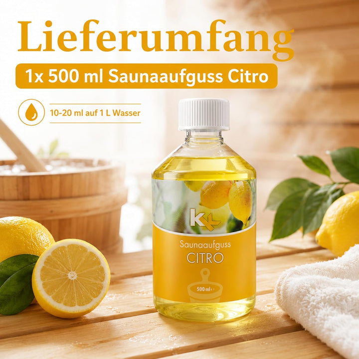 KK Sauna Aufguss Konzentrate PREMIUM | 500 ml Flasche | Made in Germany | Wellness für Zuhause | Cit
