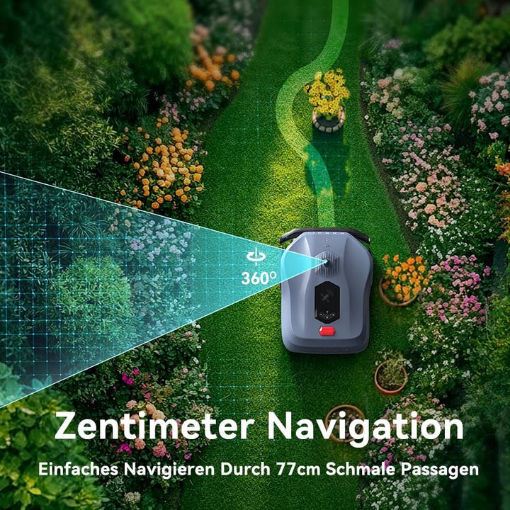 Neomow X Mähroboter ohne Begrenzungskabel, bis 4000㎡, 3D LiDAR SLAM+Vision Fusion Kartierung, Keine