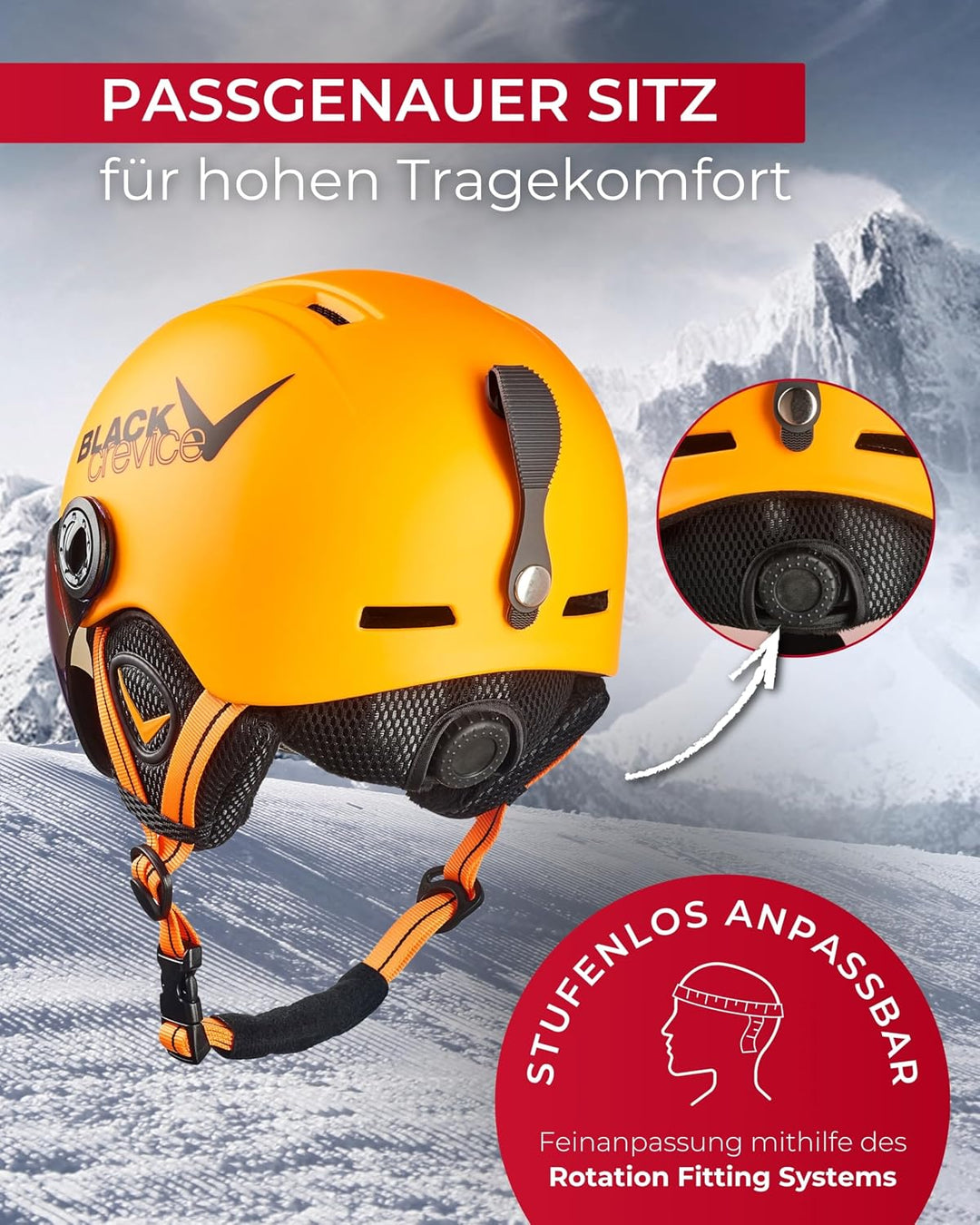 Black Crevice Kinder-Skihelm Leogang I Skihelm mit Visier im Pilotenstyle I Snowboardhelm für Jungen