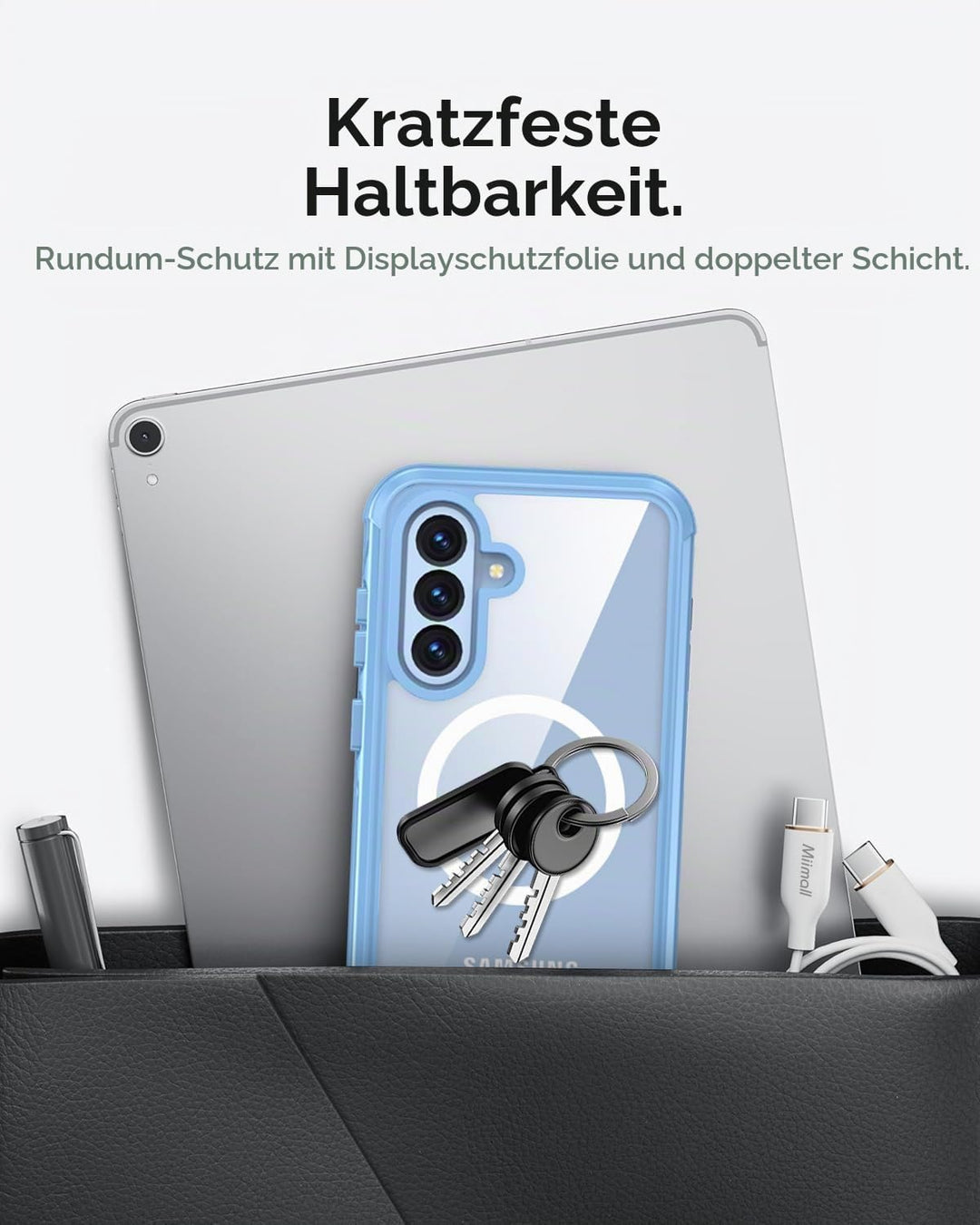 Miimall Panzer Hülle für Samsung A36 / A56 5G Handyhülle mit Displayschutz Glas, Kompatibel für MagS