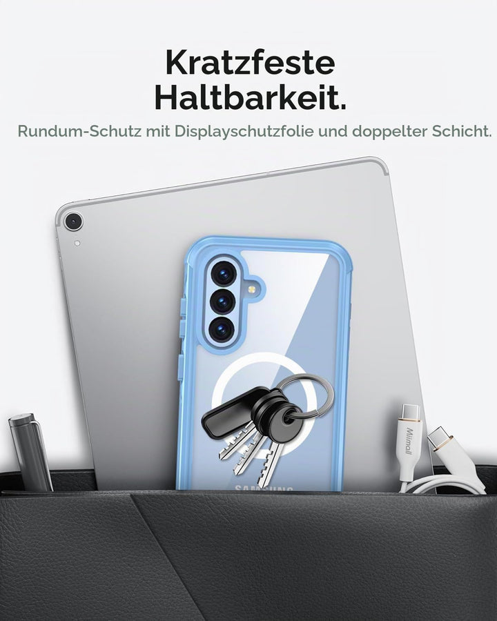 Miimall Panzer Hülle für Samsung A36 / A56 5G Handyhülle mit Displayschutz Glas, Kompatibel für MagS