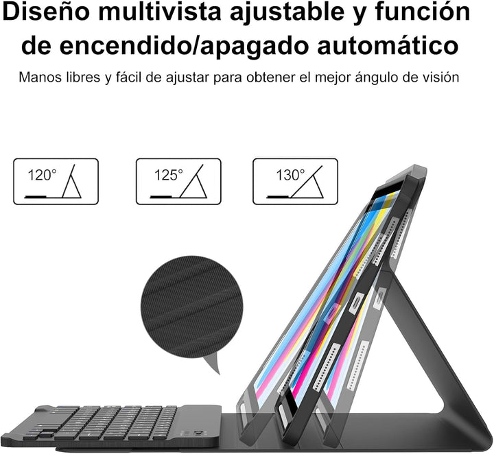 IVEOPPE Hülle mit Tastatur für iPad A16 11 Generation 2025/10 Generation 2022, Bluetooth Magnetische