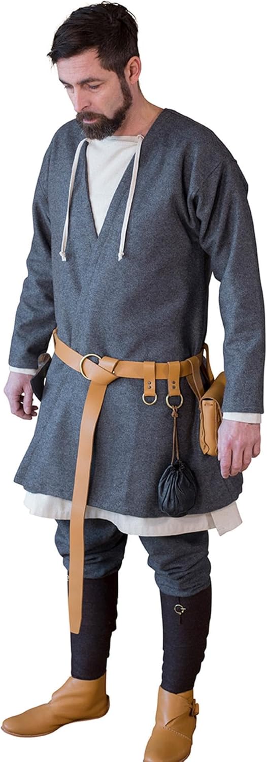 Burgschneider Mittelalter LARP Wikinger Klappenrock Loki - Wolle Dunkelgrau XXL, XXL
