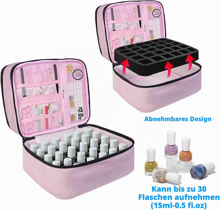 Nagellack Organizer Tasche, Doppelschicht Nagellack Aufbewahrung Box, Organizer Koffer für Nageldesi