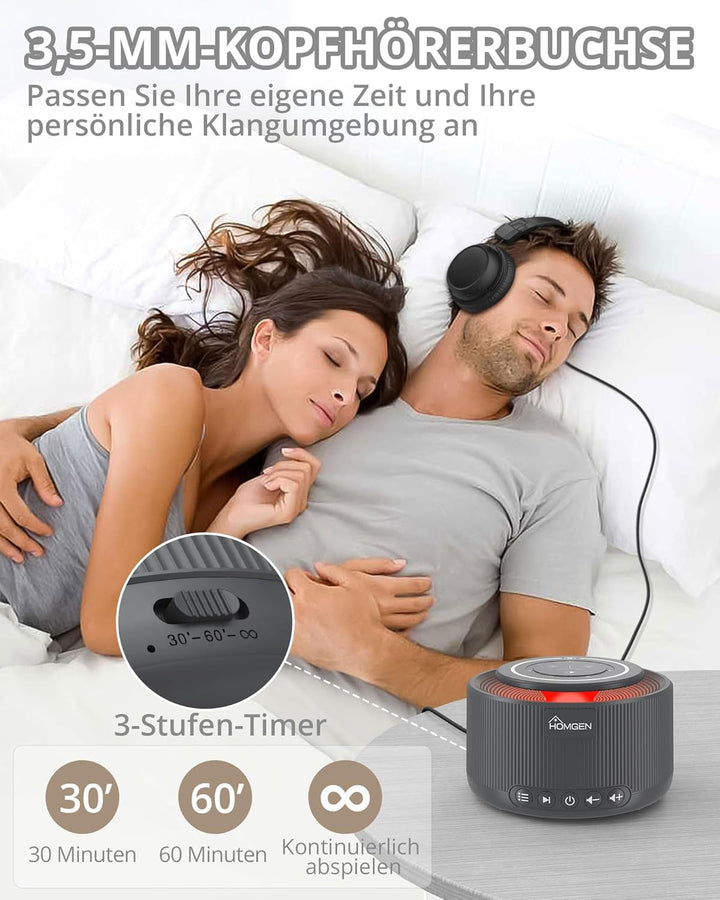 HOMGEN White Noise Machine Weisses Rauschen Maschine Einschlafhilfe Baby Erwachsene 30 Klänge & 30 S