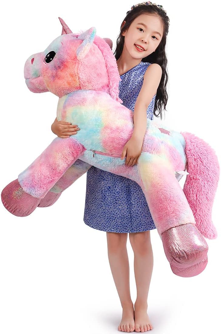 SNOWOLF Riesen Plüsch Spielzeug Einhorn Grosses Plüsch Tier Spielzeug Plüsch Kissen Grosses Pferd Pl