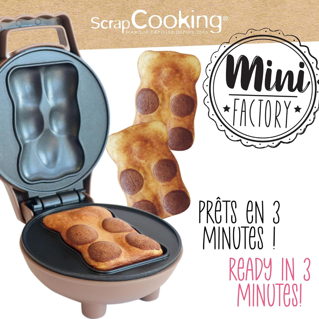 ScrapCooking – Mini-Bär Factory – Elektrisches Bärenkuchen-Gerät – Antihaft-Platte – Backgerät – Ges