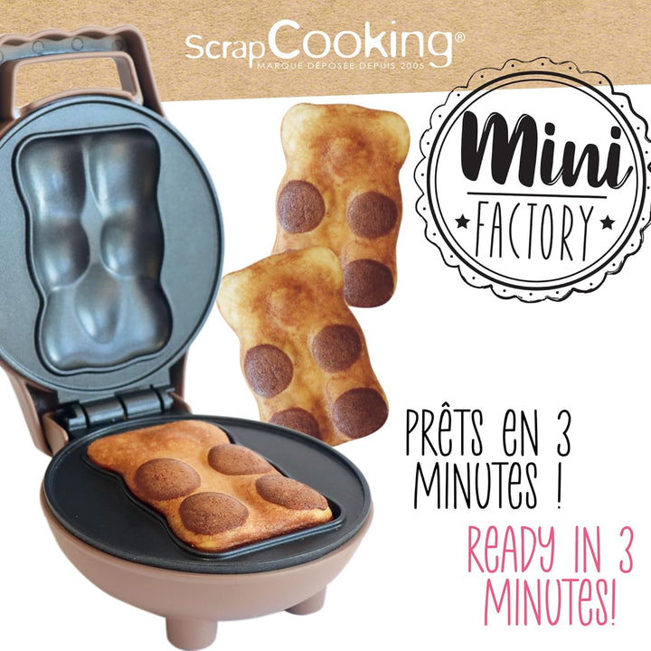 ScrapCooking – Mini-Bär Factory – Elektrisches Bärenkuchen-Gerät – Antihaft-Platte – Backgerät – Ges