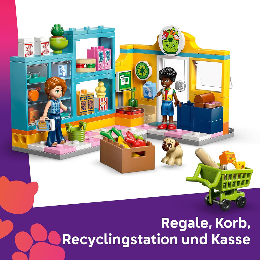 LEGO Friends Heartlake City Mini-Markt - Spielzeugladen mit 2 Mini Puppen, Hundefigur, Kasse &amp; Spiel