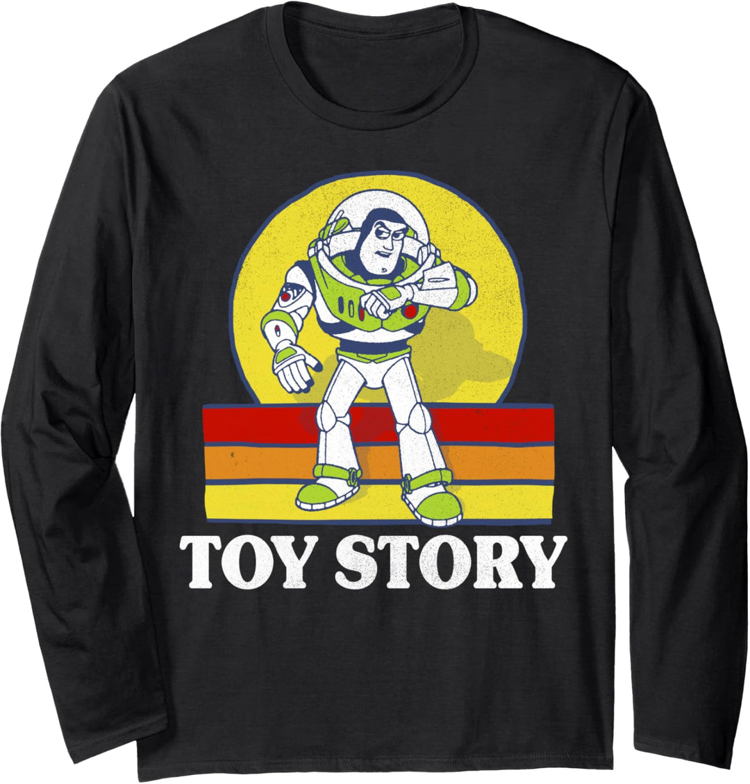 Disney Pixar Toy Story Buzz Lightyear Retro Portrait Langarmshirt