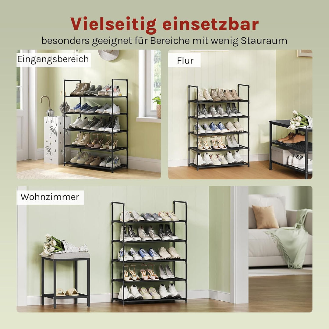 WOLTU Schuhregal – 5-Ebenen-Schuhaufbewahrungsorganisator mit schmalem Regal für Flur/Wohnzimmer/Kor