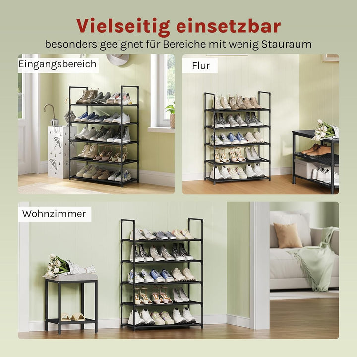 WOLTU Schuhregal – 5-Ebenen-Schuhaufbewahrungsorganisator mit schmalem Regal für Flur/Wohnzimmer/Kor