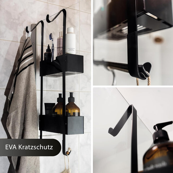 Duschablage zum Hängen | Patentiertes Duschregal ohne Bohren | Edelstahl Badregal Shampoohalter Dusc