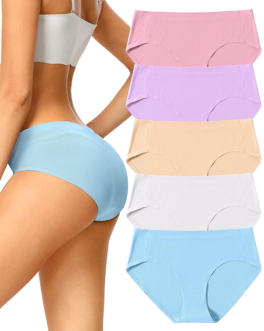 VOENXE Unterhosen Damen Nahtlos,Seamless Hipster UnterwäSche Frauen,Slips Ohne Naht,Unsichtbar Unter