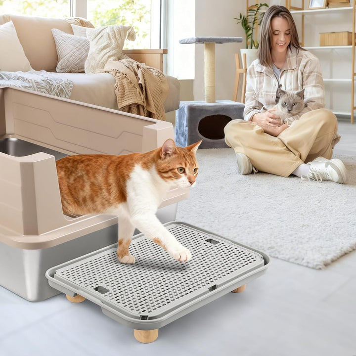 Katzentoilettenrampe mit Filterfunktion, Katzentreppe aus Kunststoff, Katzentoiletten-Filterpedal fü
