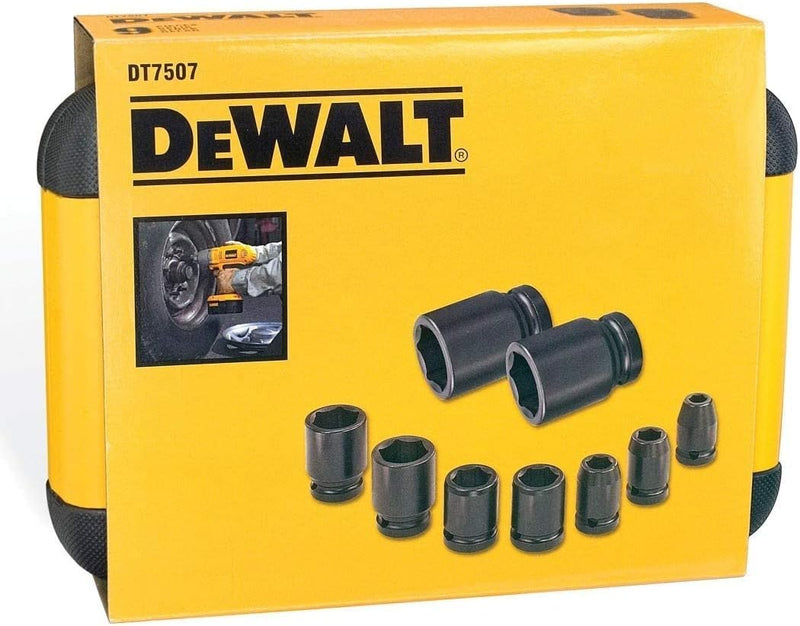 Dewalt Extreme Impact Steckschlüssel-Set für Schlagschrauber DT7507 (9-teilig, inkl. 1/4" zu 1/2" Ad