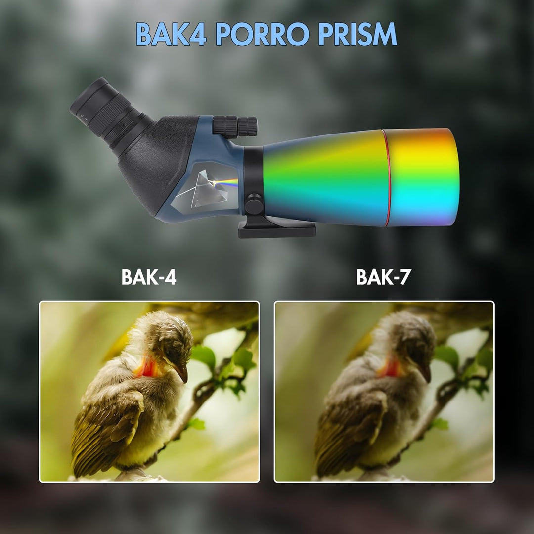 25-75x70 HD Spektiv Sportschützen mit Stativ- und Smartphone-Adapter, Zoom Bak4 Prism FMC Lens 45-Gr