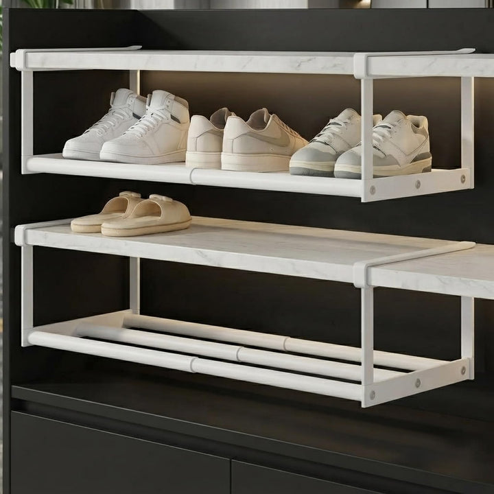 2 Stück Unterregal Hängekorb Ausziehbar - 40-70cm Verstellbares Hängendes Schuhregal Organizer im Sc